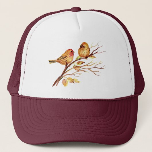 Waterverf House Finch Bird Wildlife Natuur art Trucker Pet (Voorkant)