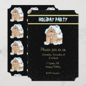 Waterverf House Holiday Party Uitnodiging (Voorkant / Achterkant)