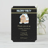 Waterverf House Holiday Party Uitnodiging (Staand voorkant)