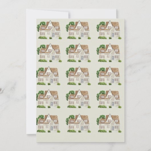 Waterverf House Housewarming Party Uitnodiging (Achterkant)