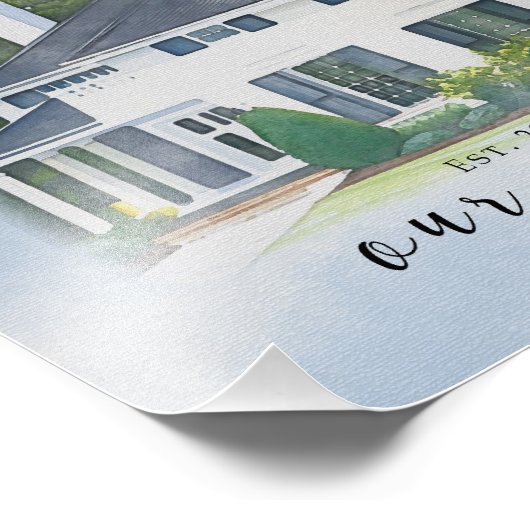 Waterverf House Portret, Realtor Closing Cept Foto Afdruk (Hoek)