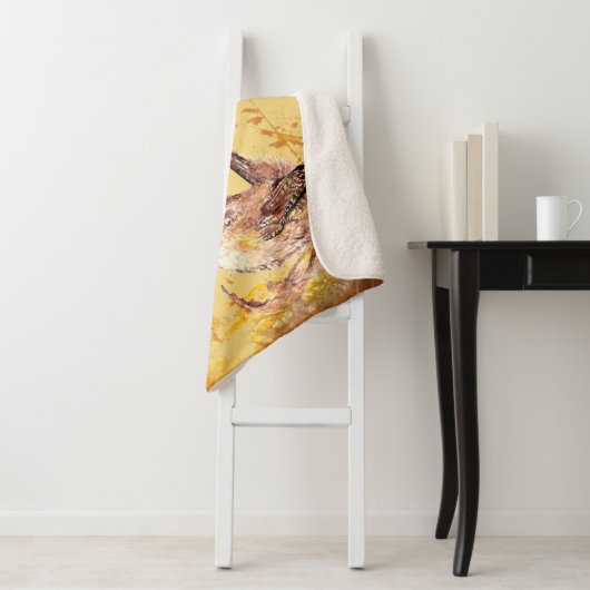 Waterverf House Wren Bird Wildlife Natuur Art Sherpa Deken (In situ)