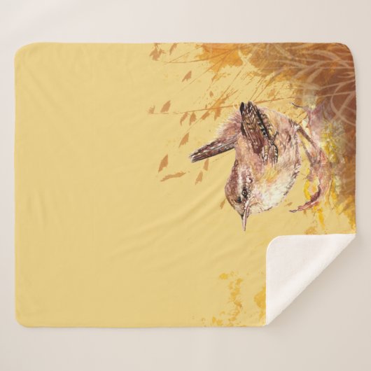 Waterverf House Wren Bird Wildlife Natuur Art Sherpa Deken (Voorkant (horizontaal))