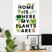 Waterverf Houseplant Tuinieren Quote Poster (Thuiskantoor)