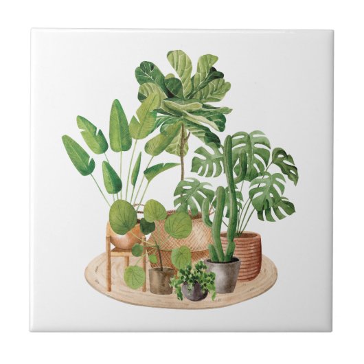 Waterverf Houseplants Tegeltje (Voorkant)