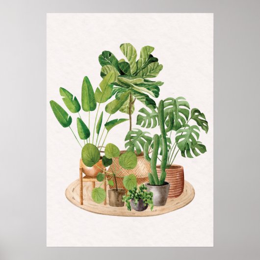 Waterverf Houseplants Wall Art Poster (Voorkant)