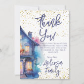 Waterverf Housewarming Party Bedankkaart (Voorkant)