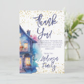 Waterverf Housewarming Party Bedankkaart (Staand voorkant)