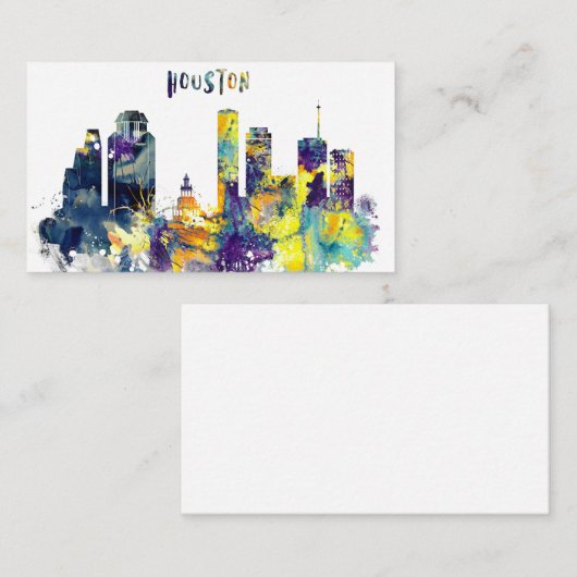 Waterverf Houston Skyline Visitekaartje (Voorkant / Achterkant)