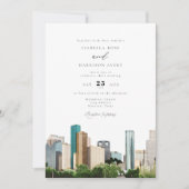 Waterverf Houston Texas City Skyline Wedding Kaart (Voorkant)