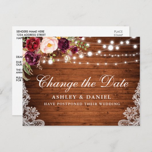 Waterverf Hout verandert de datum Briefkaart (Voorkant / Achterkant)