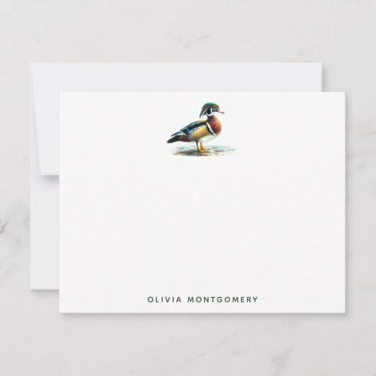 Waterverf Houten Eend Illustratie Persoonlijk Notitiekaartje (Voorkant)