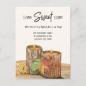 Waterverf houten kaarsen in herfstverhuizing aankondigingskaart (Voorkant)