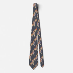 Waterverf Howling Coyote Bruin Staal Blauw Grijs Stropdas