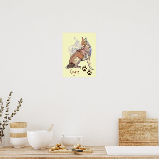 Waterverf Howling Coyote Poster (Keuken)