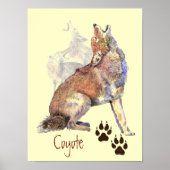 Waterverf Howling Coyote Poster (Voorkant)