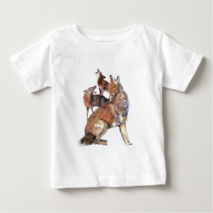 Waterverf Howling Coyotes Animal Natuur Art