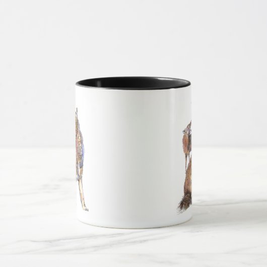 Waterverf Howling Coyotes Animal Natuur Art Mok (Midden)