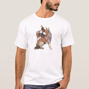 Waterverf Howling Coyotes Animal Natuur Art T-shirt