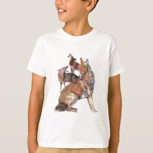 Waterverf Howling Coyotes Animal Natuur Art T-shirt
