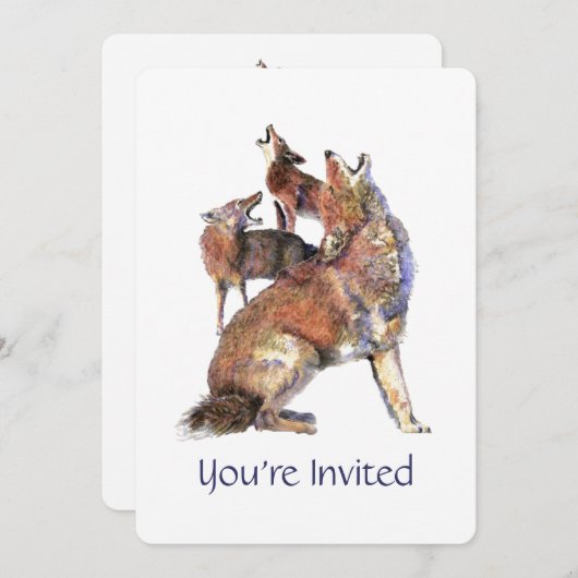 Waterverf Howling goede Coyote Verjaardagsfeest Kaart (Voorkant / Achterkant)