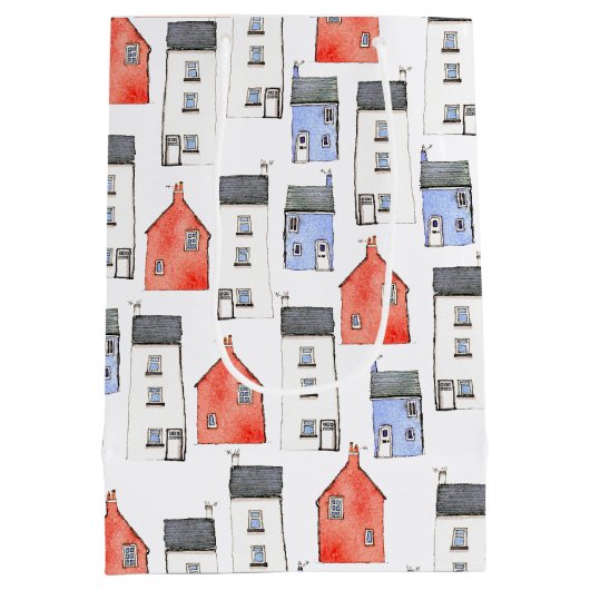 Waterverf Huis Art Housewarming Medium Cadeauzakje (Achterkant)