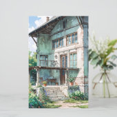 waterverf huis illustratiekaart (Staand voorkant)