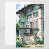 waterverf huis illustratiekaart (Voorkant / Achterkant)