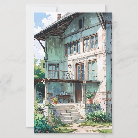 waterverf huis illustratiekaart (Voorkant)