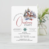 WATERVERF HUIS IN SNEEUW, KERSTFEEST KAART (Staand voorkant)