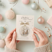 Waterverf Huis in Sneeuw Wereldbol Kerst Kaart