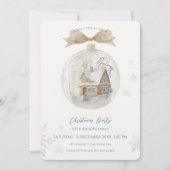 Waterverf Huis in Sneeuw Wereldbol Kerst Kaart (Voorkant)