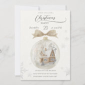 Waterverf Huis in Sneeuw Wereldbol Kerst Kaart (Voorkant)