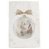 Waterverf Huis in Sneeuw Wereldbol Kerst Medium Cadeauzakje (Voorkant)