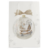 Waterverf Huis in Sneeuw Wereldbol Kerst Medium Cadeauzakje (Achterkant)