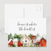 Waterverf huis is waar het hart is onroerend goed briefkaart (Voorkant / Achterkant)