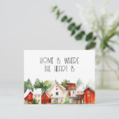 Waterverf huis is waar het hart is onroerend goed briefkaart (Staand voorkant)