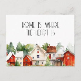 Waterverf huis is waar het hart is onroerend goed briefkaart