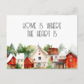 Waterverf huis is waar het hart is onroerend goed briefkaart (Voorkant)