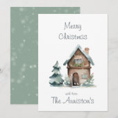 Waterverf Huis Kerst Kaart (Voorkant / Achterkant)