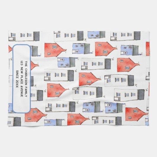 Waterverf Huis Kunst Gepersonaliseerd Theedoek (Horizontaal)