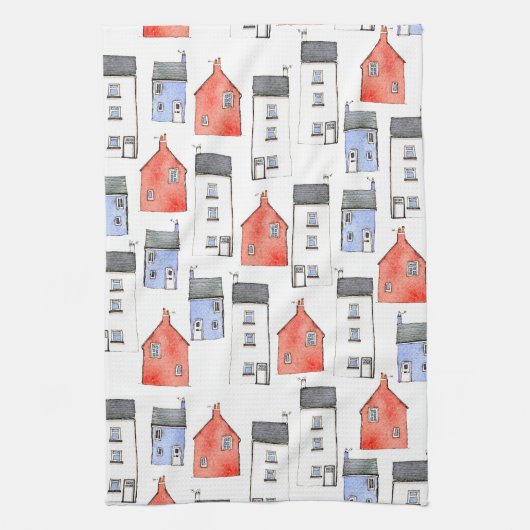 Waterverf Huis Kunst Theedoek (Verticaal)