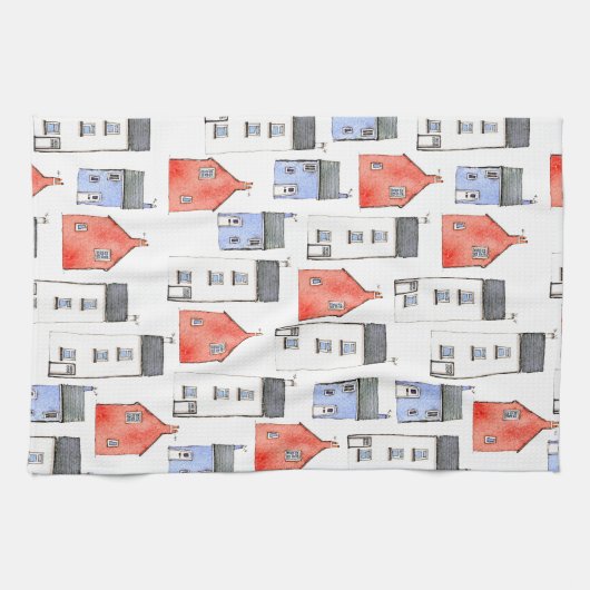 Waterverf Huis Kunst Theedoek (Horizontaal)