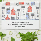 Waterverf Huis Kunst Vastgoed Verhuur Agent Theedoek (Gevouwen)