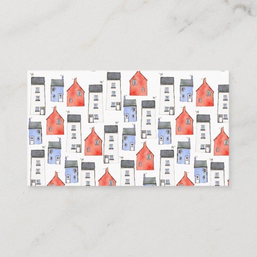 Waterverf Huis Kunst Vastgoed Verhuur Agent Visitekaartje (Achterkant)