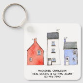 Waterverf Huis Makelaar Promotie Sleutelhanger (Voorkant)