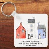 Waterverf Huis Makelaar Promotie Sleutelhanger (Voorkant)