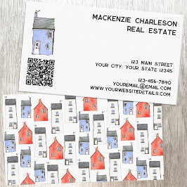 Waterverf Huis QR code Visitekaartje