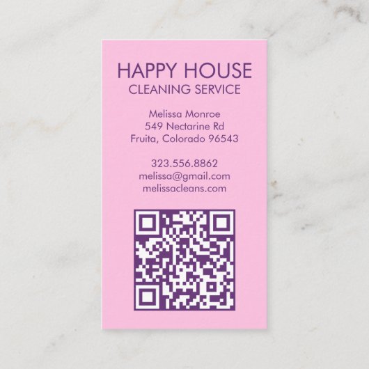 Waterverf Huis Reiniging Yardwork Tuin QR Code Visitekaartje (Achterkant)