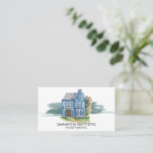 Waterverf Huis Schilderij Schilderij Brush Stroke Visitekaartje (Staand voorkant)